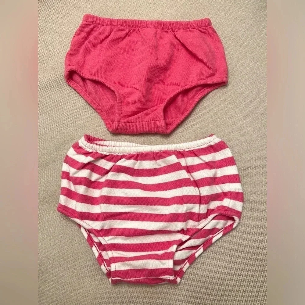 2 Ralph Lauren baby Bloomers shorts diaper cover pink stripes toddler girl